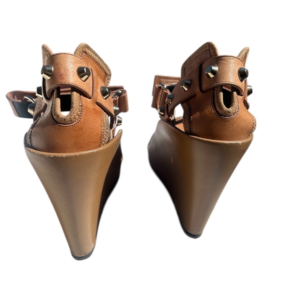Balenciaga Leather Studded Gladiator Wedge Sandals Women's Size 41Brown Leather - Picture 8 of 11